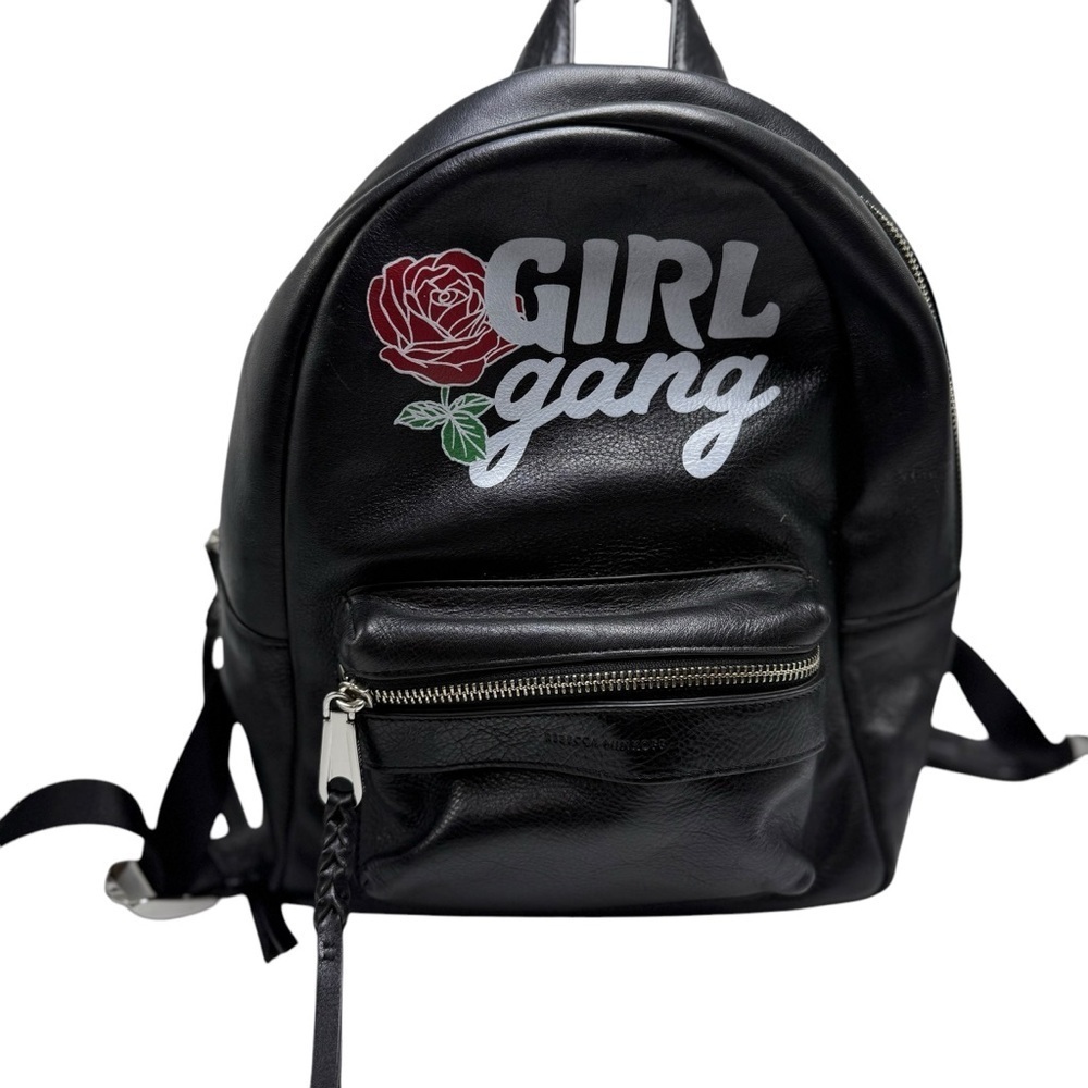 REBECCA MINKOFF girl gang Leather Backpack Black